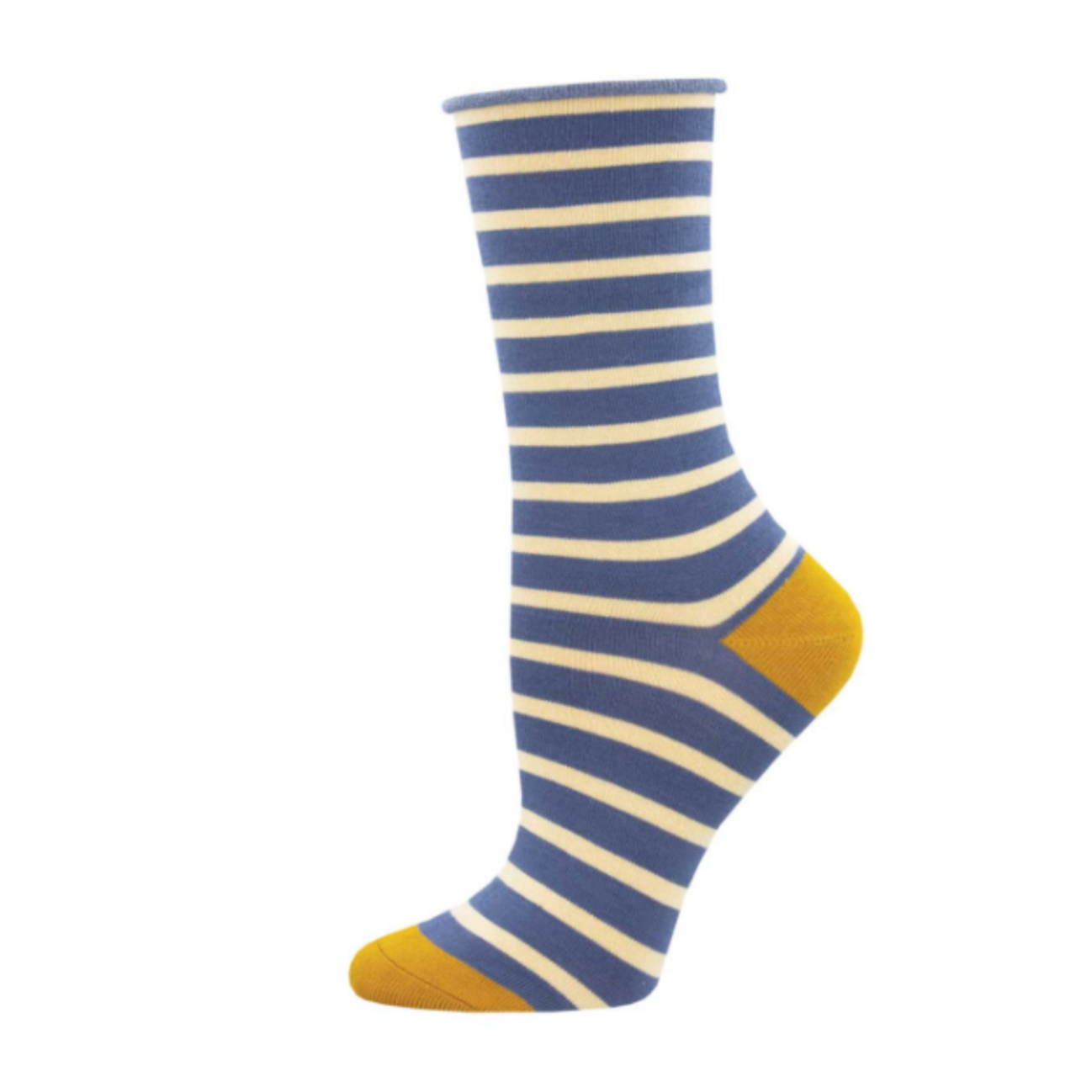 SockSmith Womens Bamboo Sailor Stripe Blue Roll Top Socks