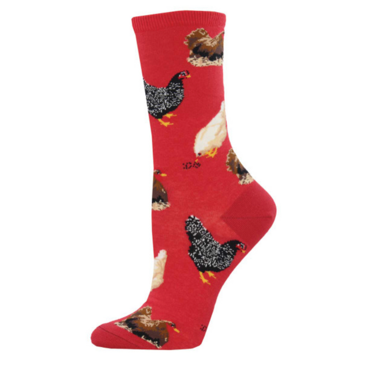 SockSmith Womens Hen House Cotton Chicken Socks - Red