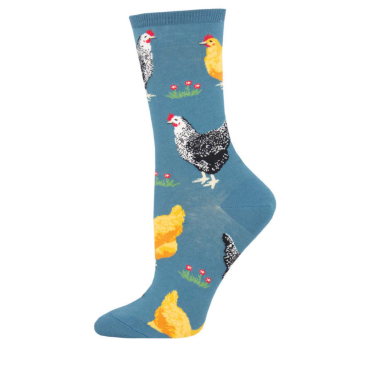 Socksmith Womens Bock Bock Blue Cotton Chicken Socks