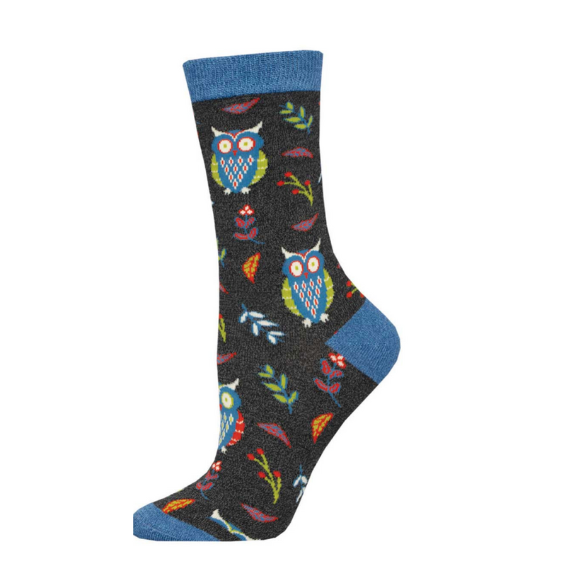 SockSmith Womens Bamboo Hoot Owl Socks - Charcoal