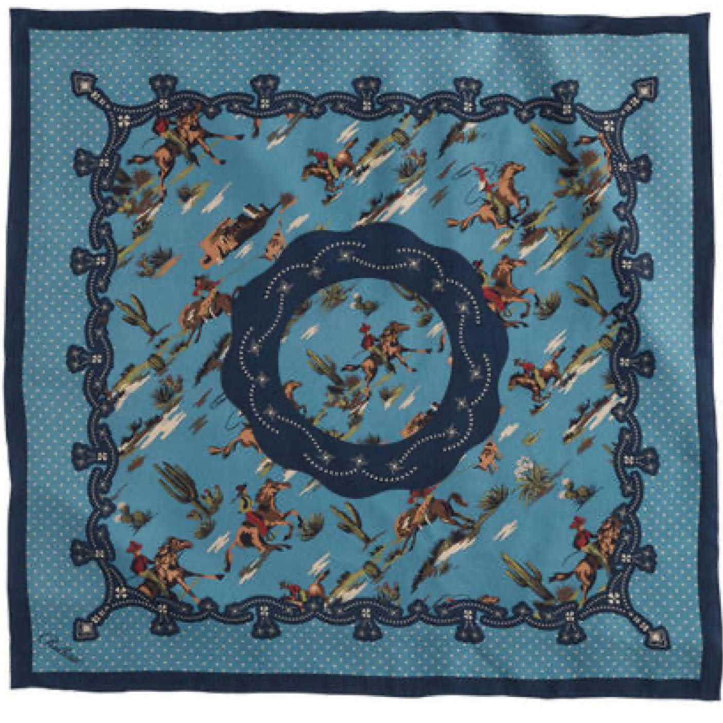 Pendleton Desert Riders Blue Silk Scarf