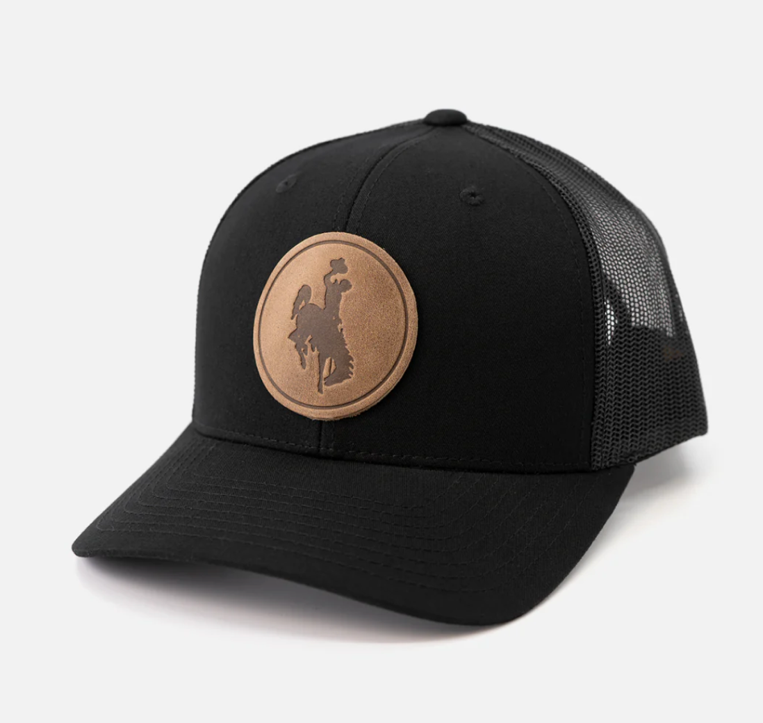 Range Leather Cowboy Bronc Black Cap