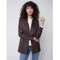Charlie B Womens Vintage Texture Faux Suede Long Jacket
