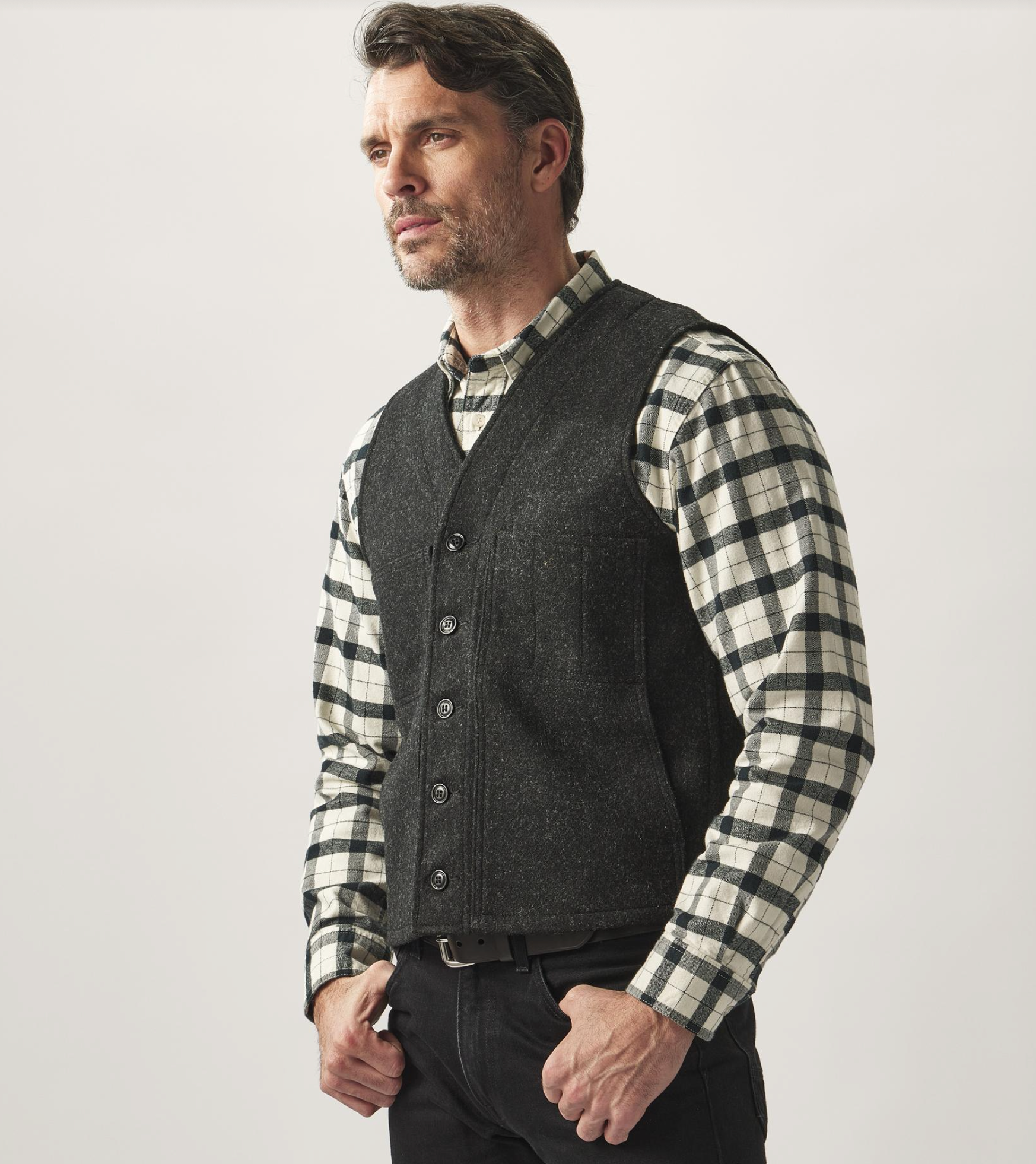 Filson Mens Mackinaw Wool Vest - Charcoal