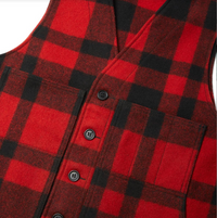 Filson Mens Mackinaw Wool Vest - Red/Black Plaid