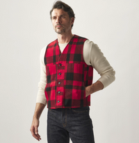 Filson Mens Mackinaw Wool Vest - Red/Black Plaid