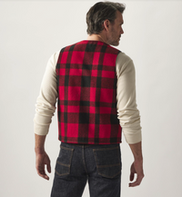 Filson Mens Mackinaw Wool Vest - Red/Black Plaid