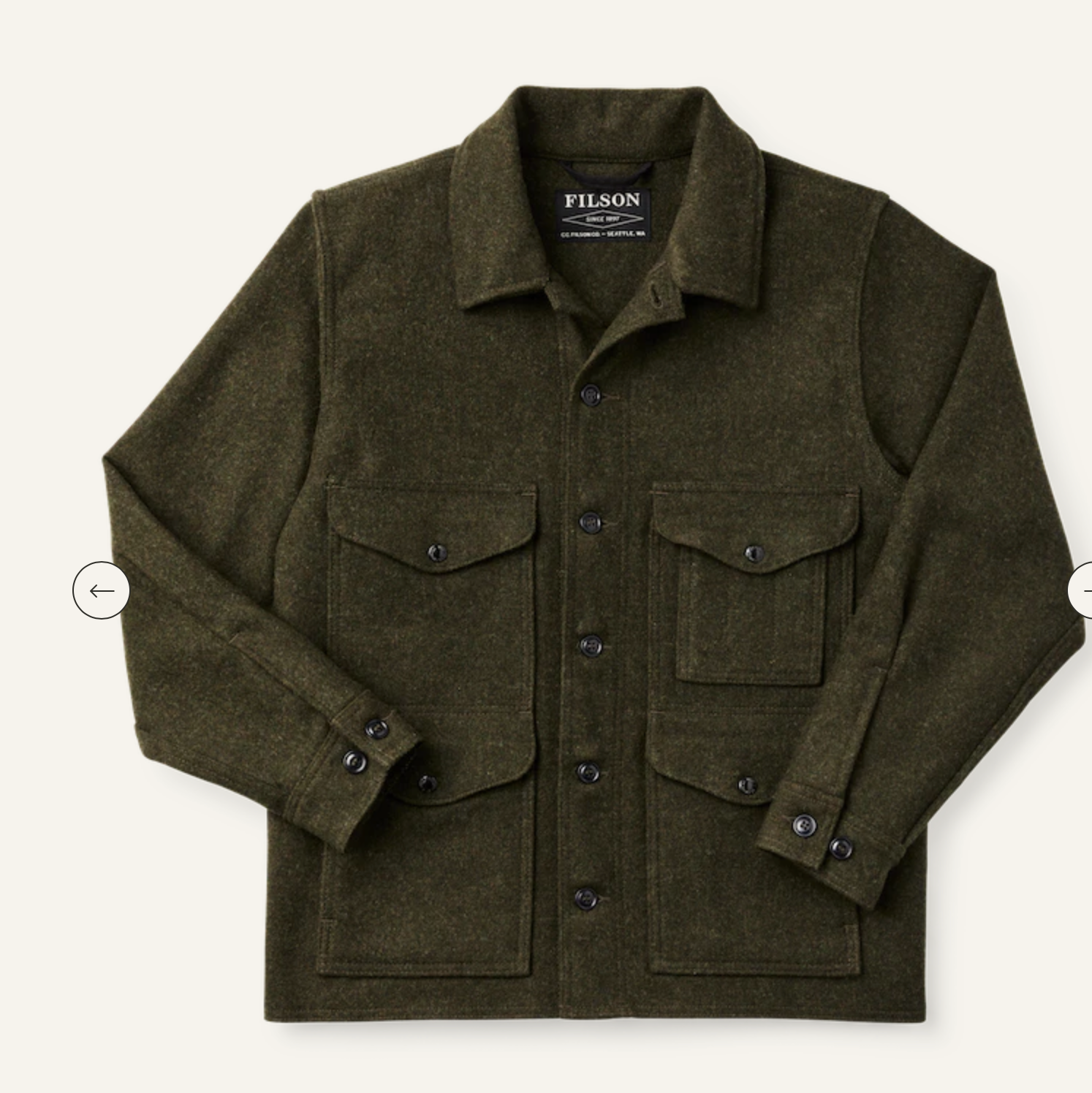 Filson Mens Wool Mackinaw Cruiser Jacket