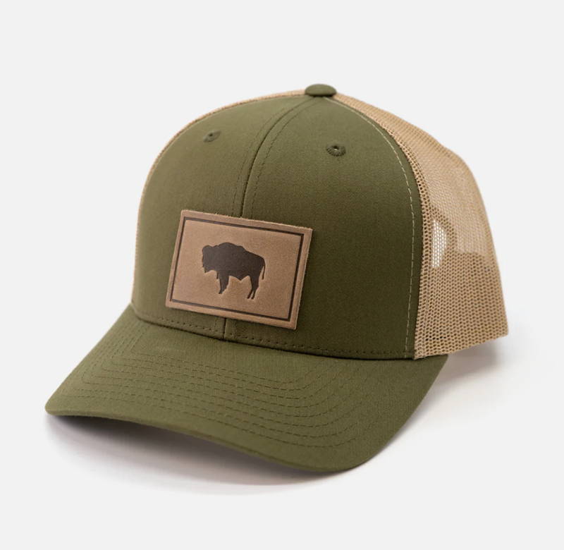 Range Leather Buffalo/Bison Moss Cap