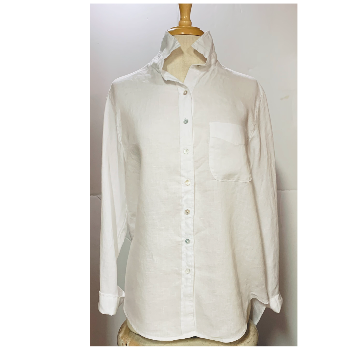 Cut Loose Womens Hanky Linen Oxford Shirt-White