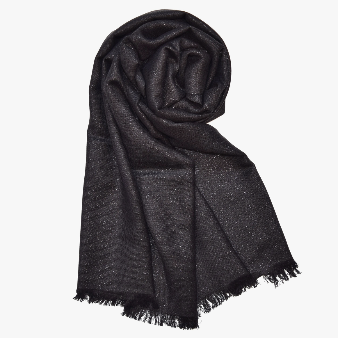 V. Fraas Womens Solid Metallic Evening Wrap/Scarf - Black