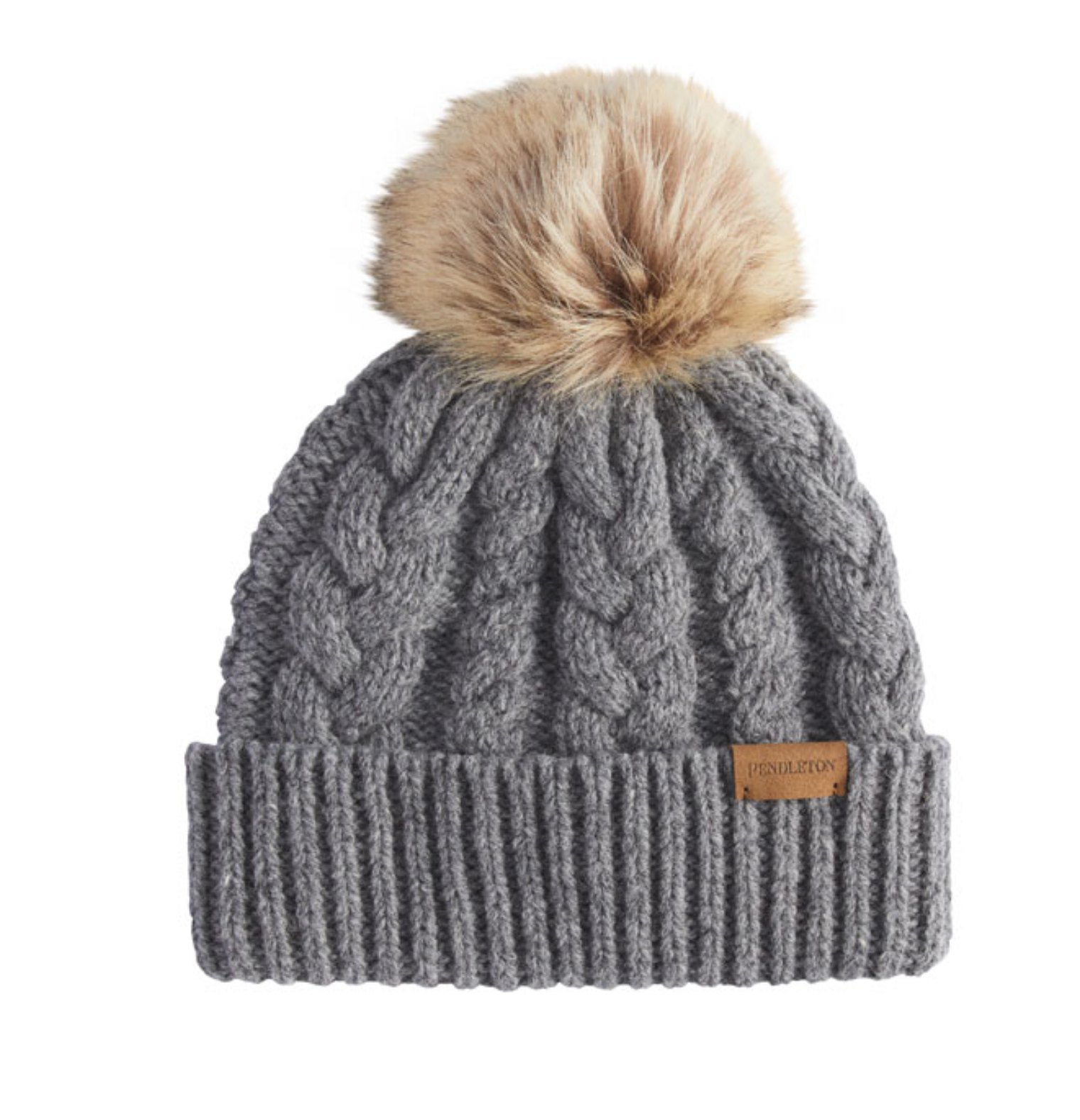 Pendleton Womens Cable Knit Pom Pom Beanie Hat