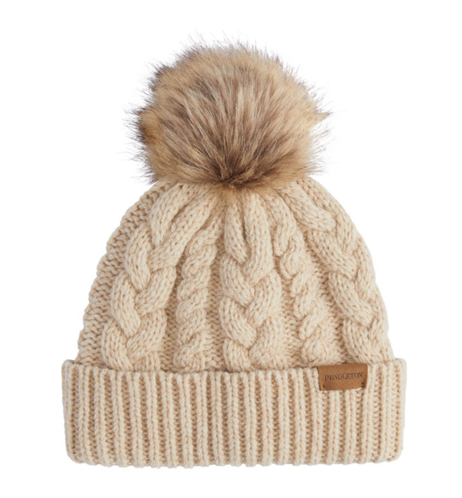 Pendleton Womens Cable Knit Pom Pom Beanie Hat