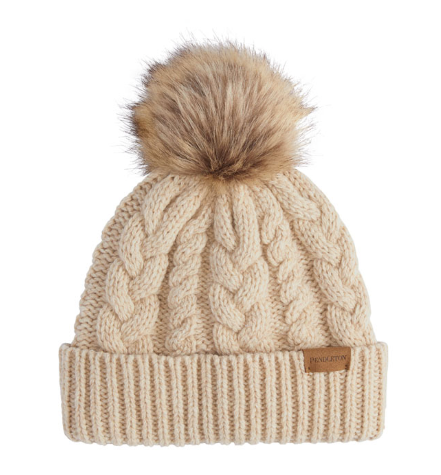 Pendleton Womens Cable Knit Pom Pom Hat