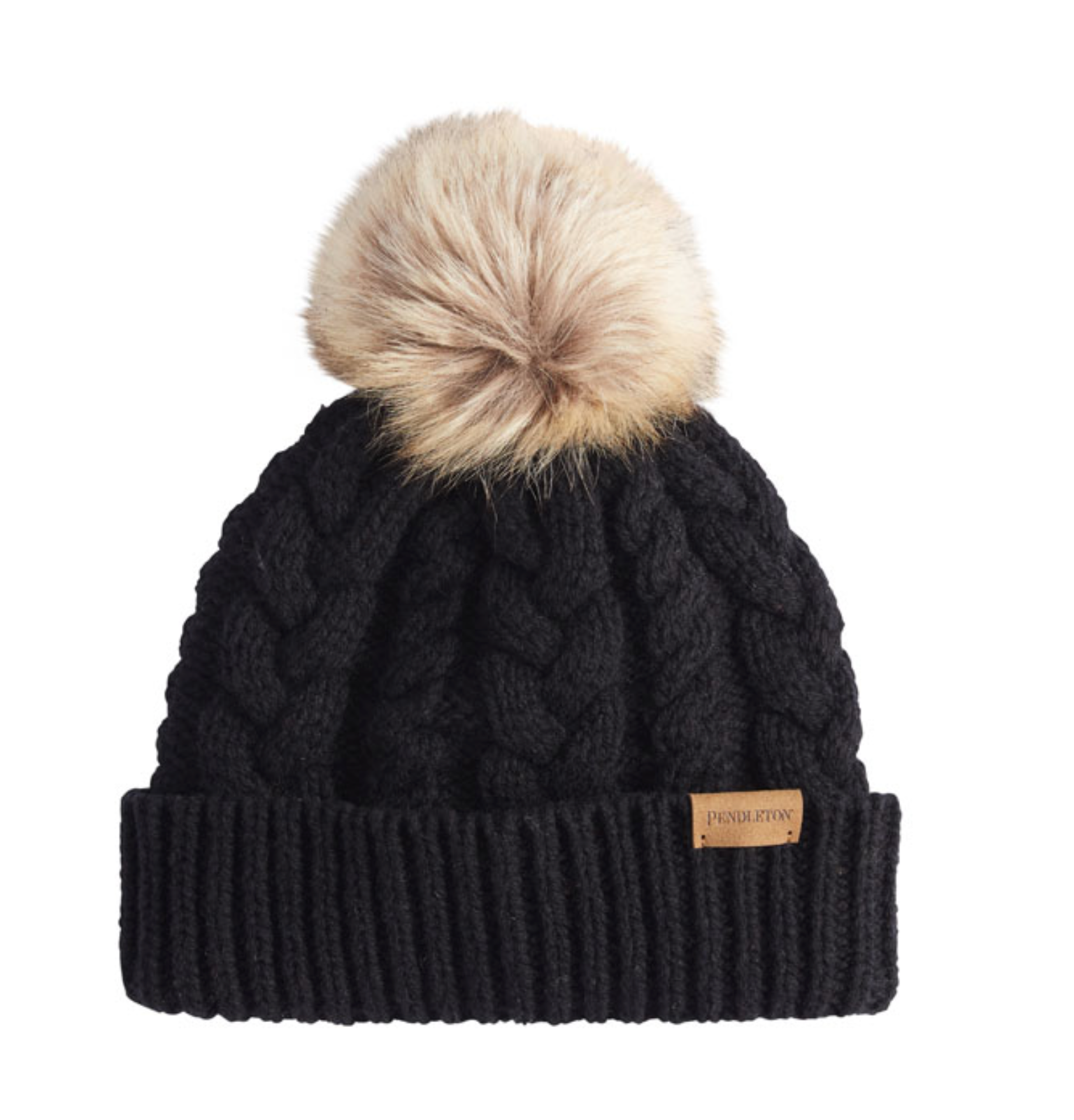 Pendleton Womens Cable Knit Pom Pom Hat