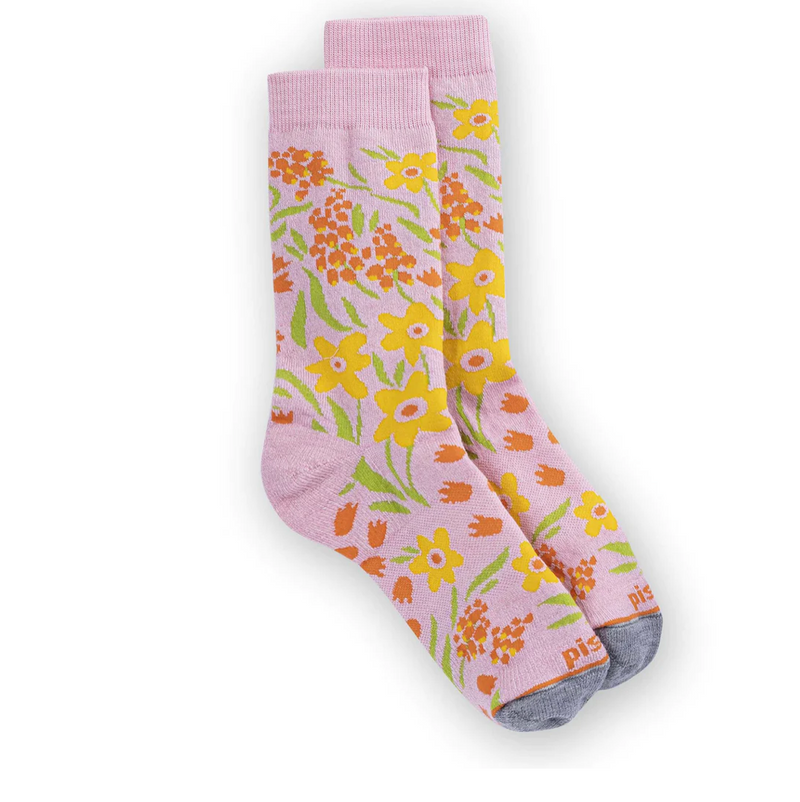 Pistil Womens Wool Silk Daisy Crew Socks