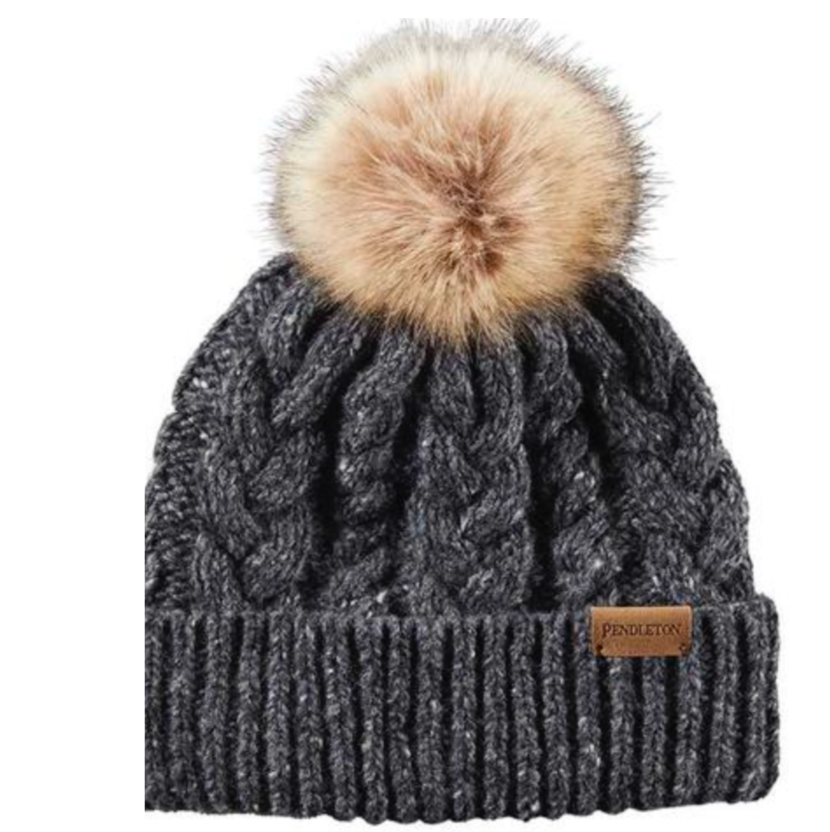 Pendleton Womens Cable Knit Pom Pom Hat