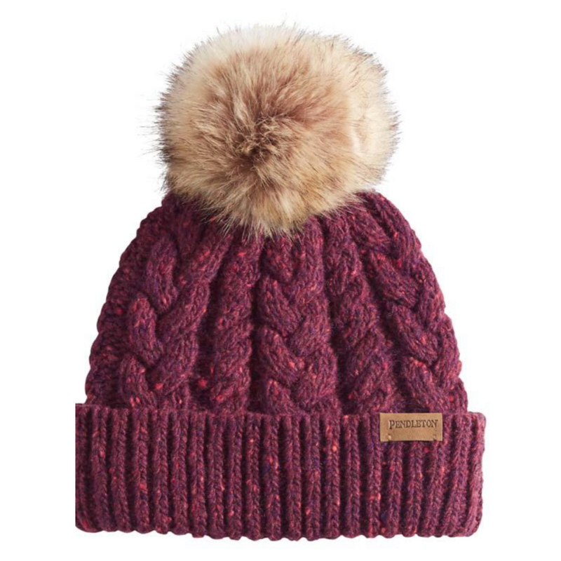 Pendleton Womens Cable Knit Pom Pom Hat