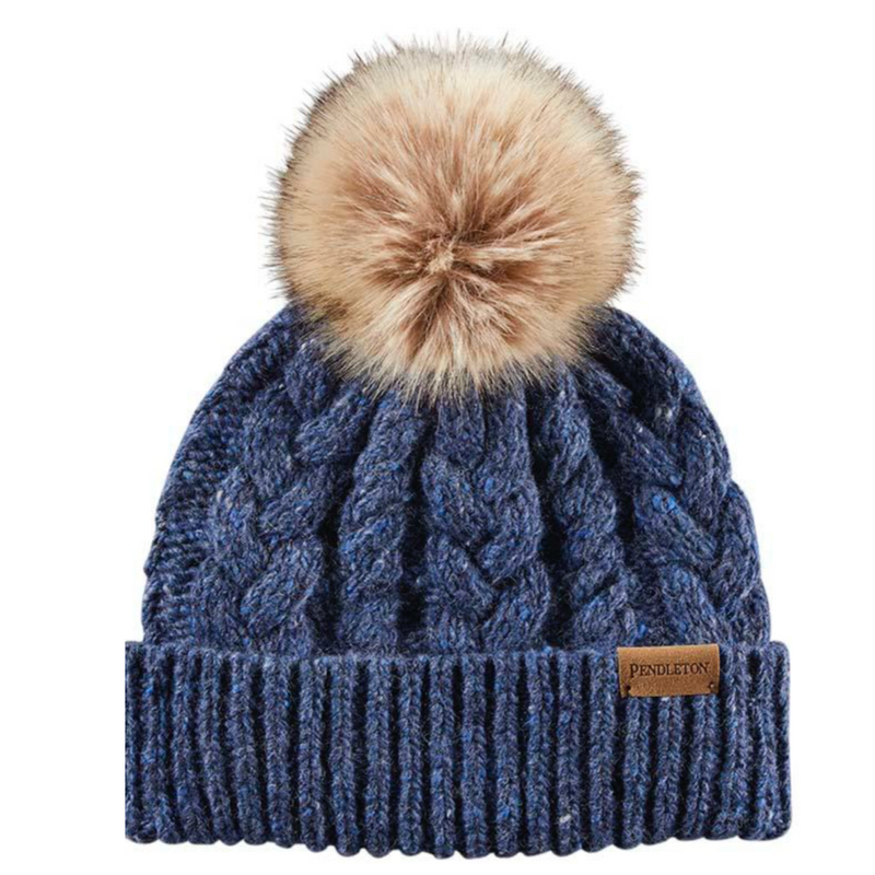 Pendleton Womens Cable Knit Pom Pom Hat