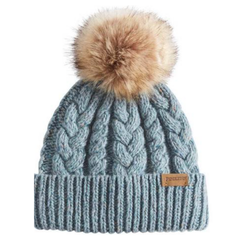 Pendleton Womens Cable Knit Pom Pom Hat