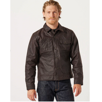 Filson Mens Short Lined Tin Cloth Cruiser Jacket - Dark Brown