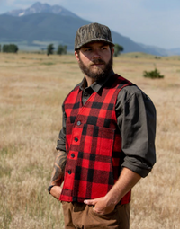 Filson Mens Mackinaw Wool Vest - Red/Black Plaid