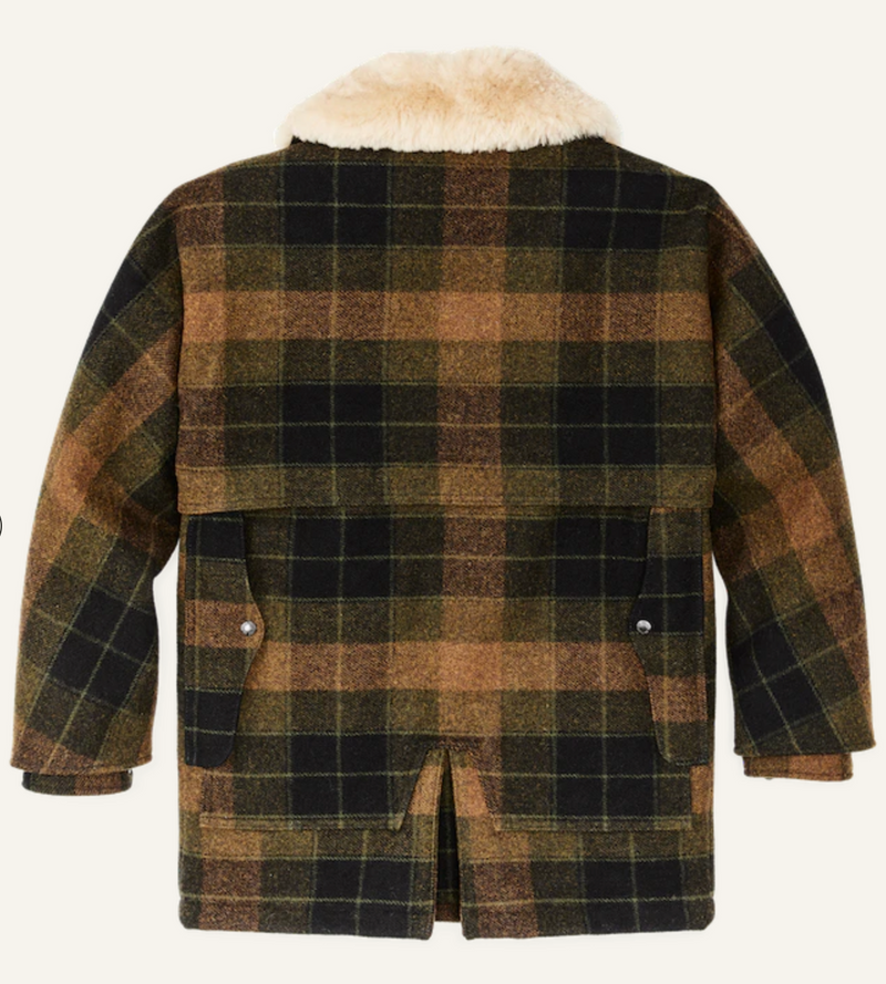 Filson Mens Lined Mackinaw Wool Packer Coat - Loden Heather Plaid