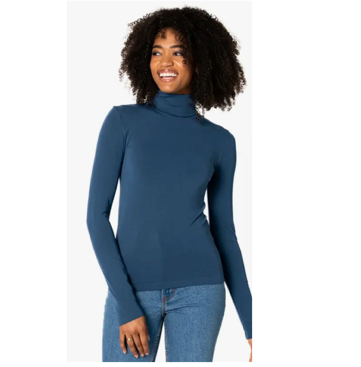 C'est Moi Womens Bamboo Turtleneck - Denim