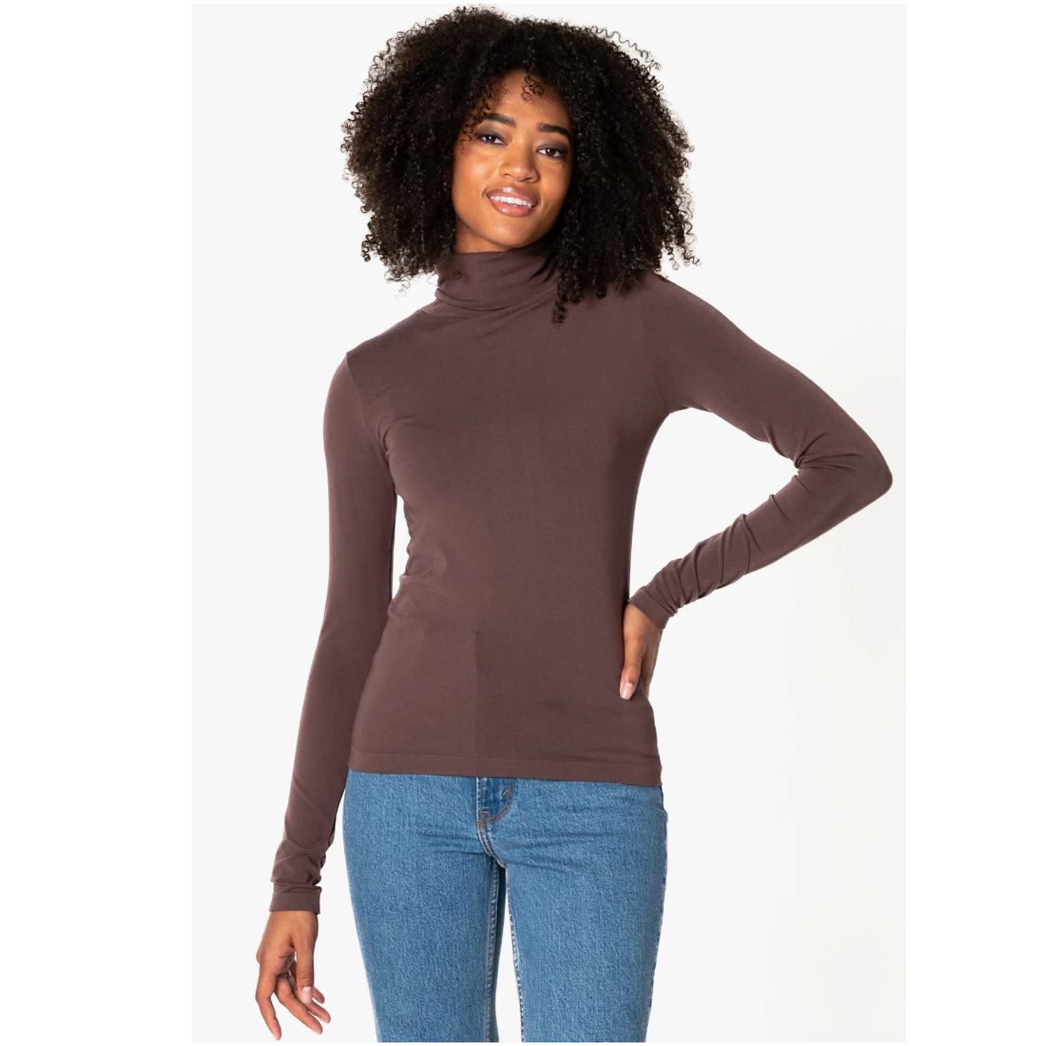 C'est Moi Womens Bamboo Turtleneck - Coffee