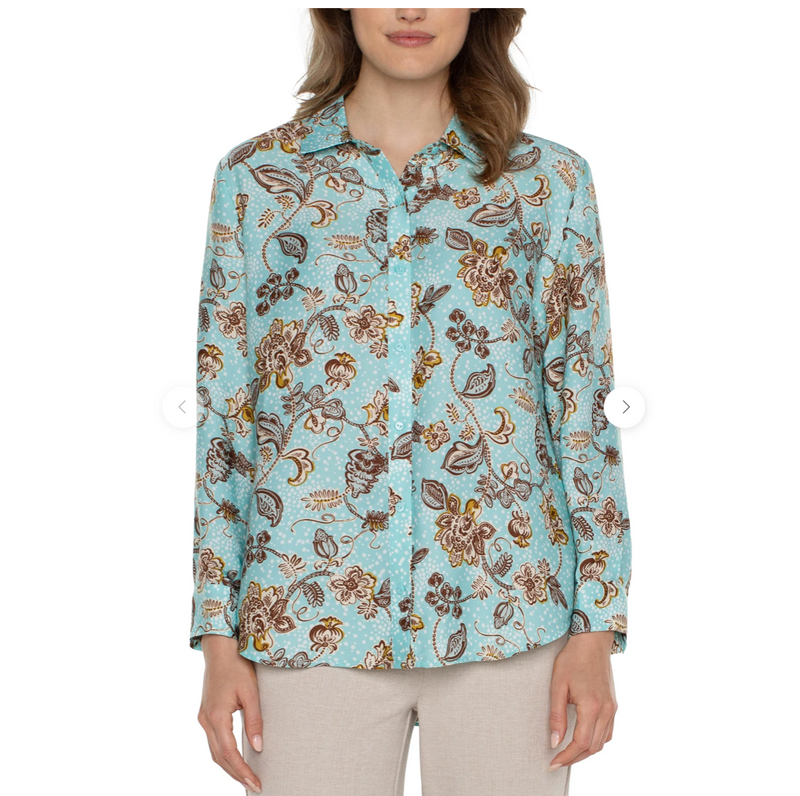 Liverpool Womens Woven Button Up Blouse