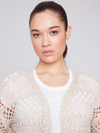 Charlie B Womens Long Knit Crochet Cardigan