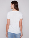 Charlie B Womens Linen V-Neck T-Shirt in Natural