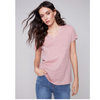 Charlie B Womens Linen V-Neck T-Shirt in Dusty Rose