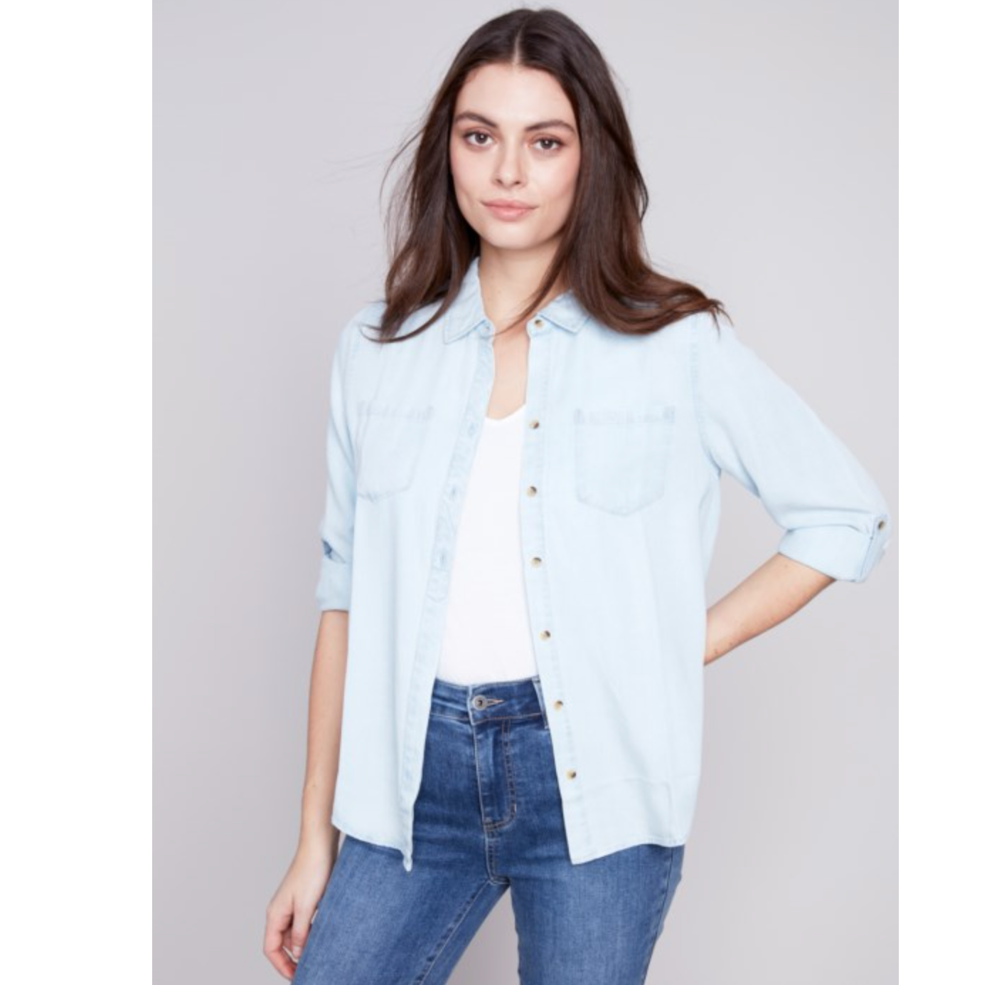 Charlie B Womens Tencel Button-Down Shirt