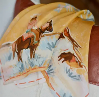 Tirzah Lane Art Tencel and Silk Scarf - Longhorn Open Range Cowgirl Western