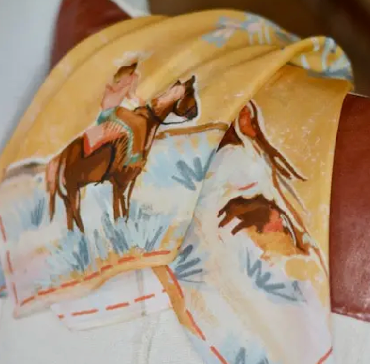 Tirzah Lane Art Tencel and Silk Scarf - Longhorn Open Range Cowgirl Western