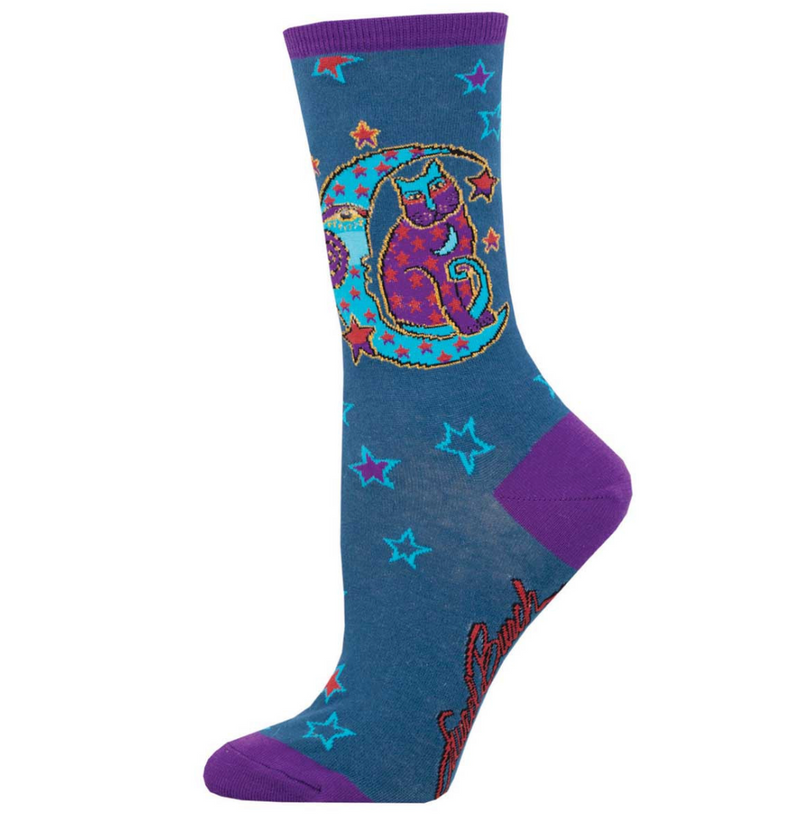 SockSmith Womens Laurel Burch Moonside Cat Socks