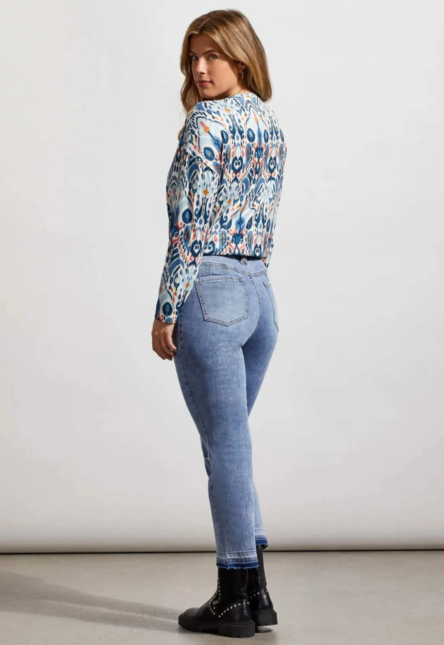 Tribal Womens Sophia Micro Flare Crop Jeans