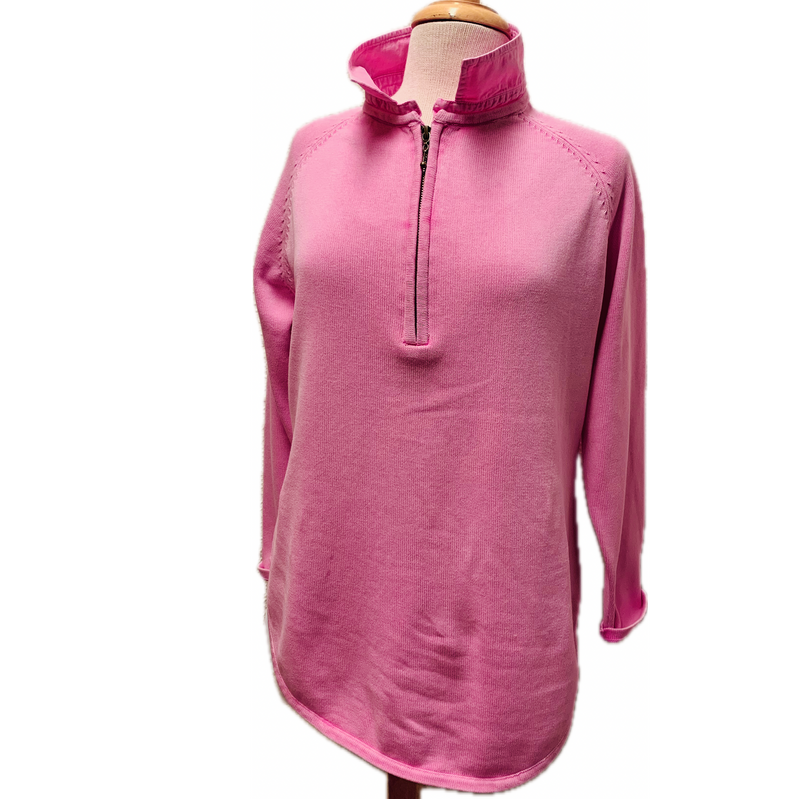 PBJ Womens 1/4 Zip Cotton Pullover - Tulip Pink