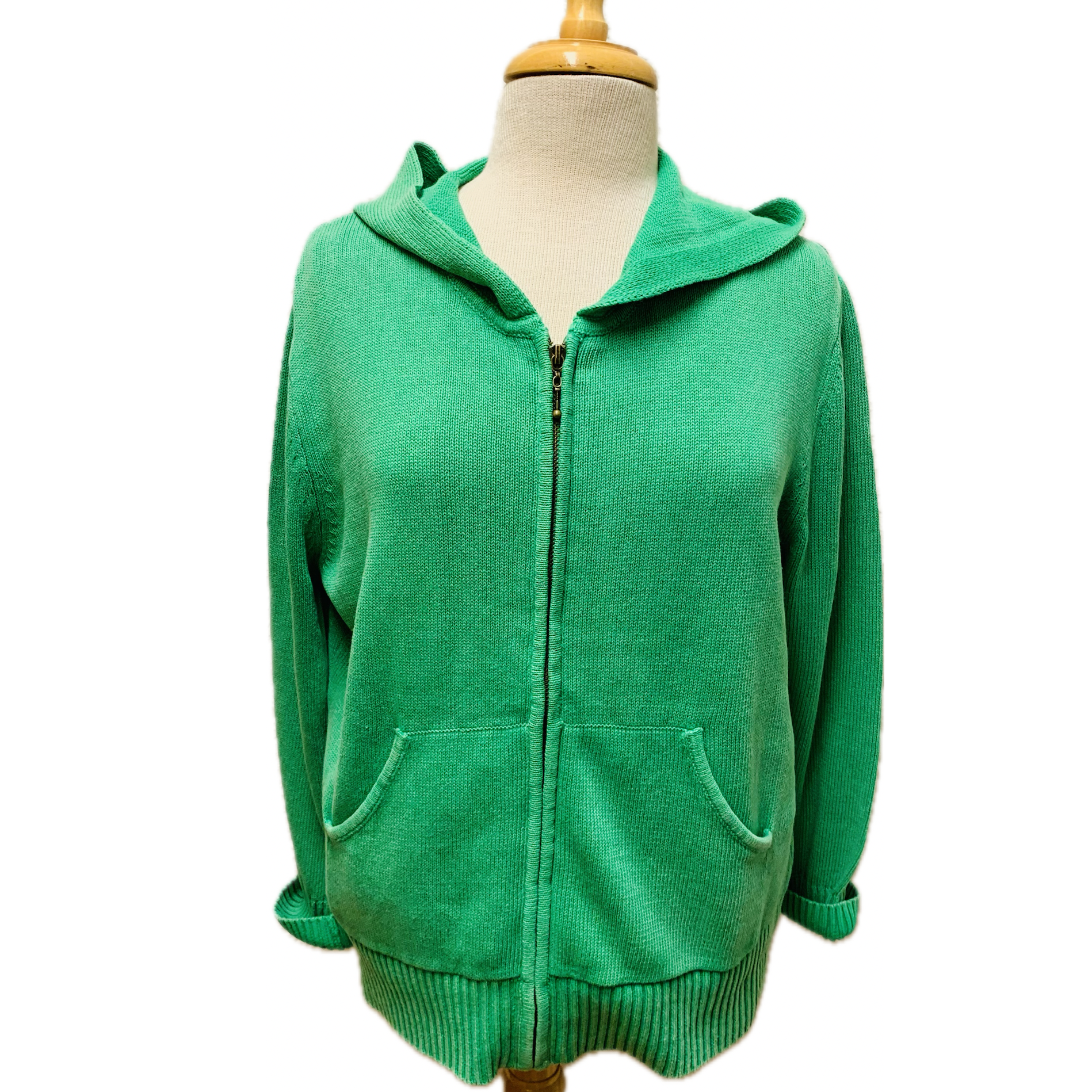 PBJ Womens Hoodie Zip Cotton Cardigan - Kelly Green