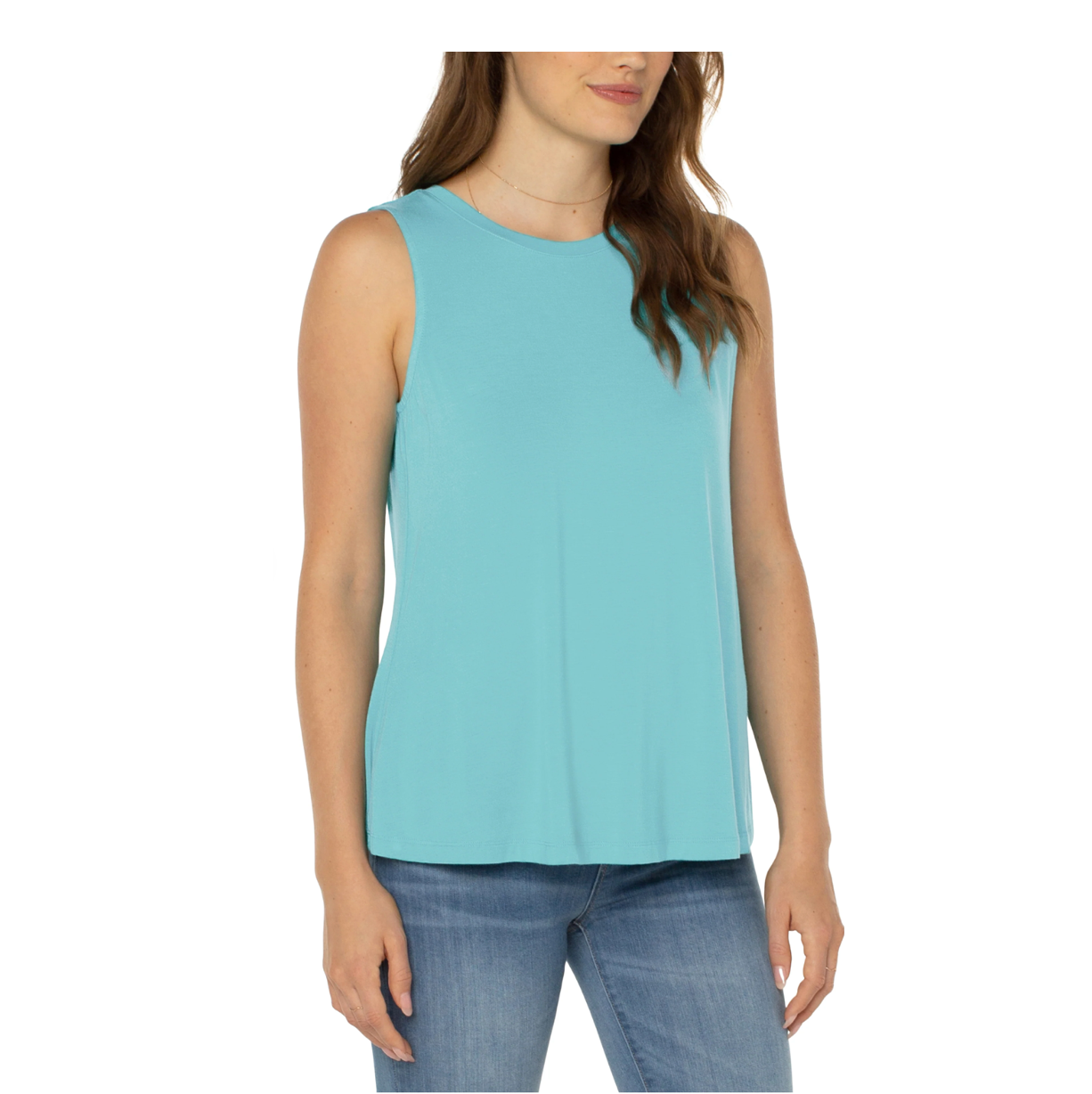 Liverpool Womens Sleeveless Scoop Neck Tank  - Turquoise Tide