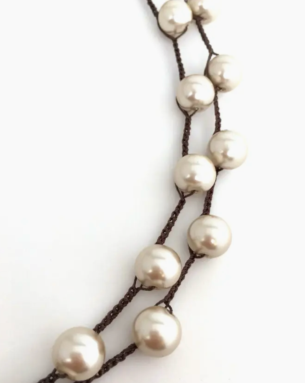 Twist Style Long Glass Pearl Strand Necklace to Layer or Wrap