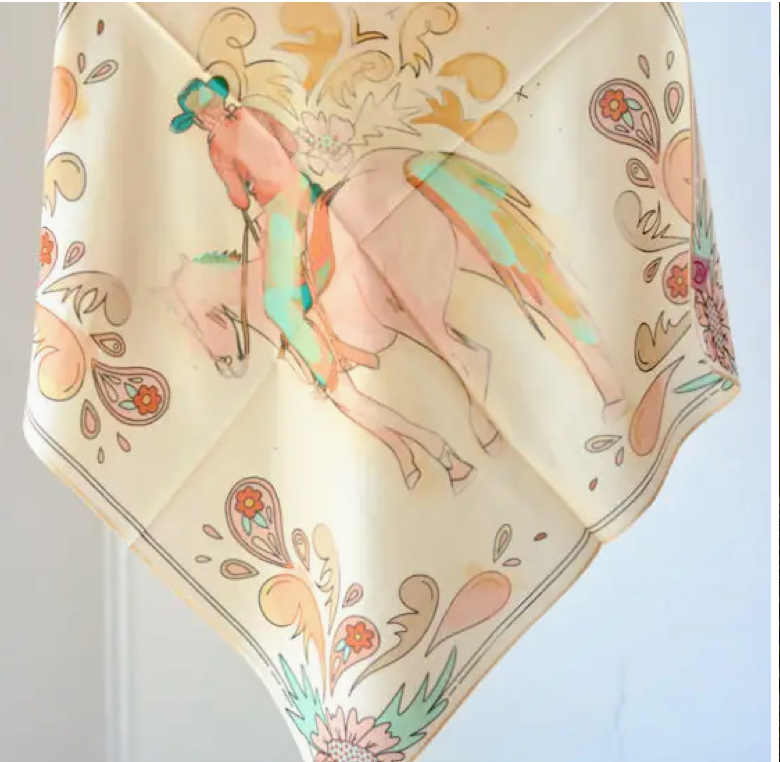 Tirzah Lane Art Tencel and Silk Scarf - Summer Ride Western