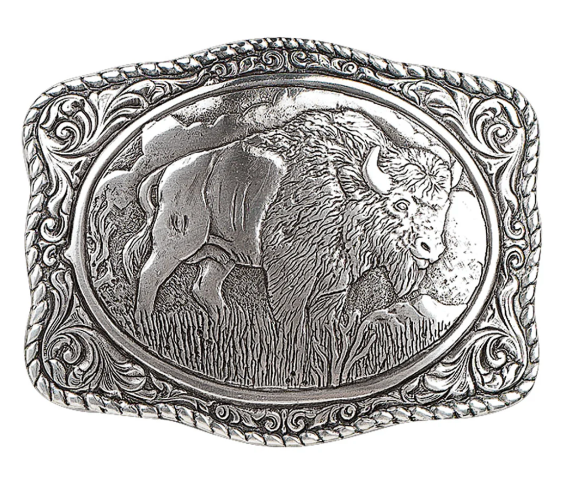 Crumrine Rectangle Buffalo/Bison Belt Buckle