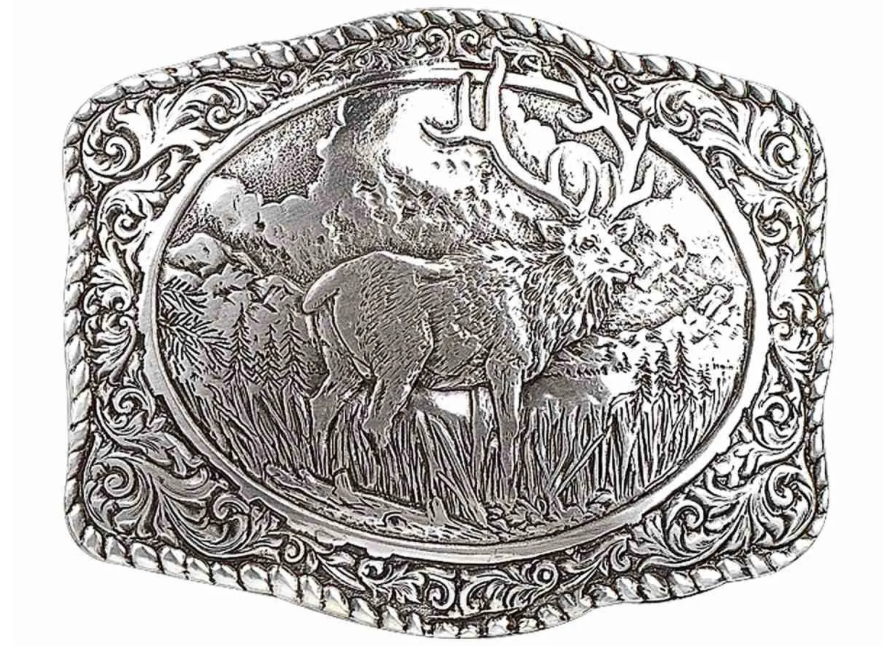 Nocona Rectangle Elk Belt Buckle