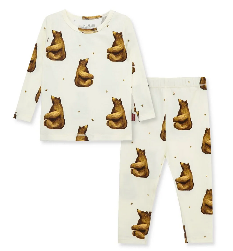 Milkbarn LS Two Piece Pajama Honey Bear