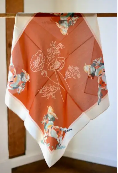 Tirzah Lane Art Tencel and Silk Scarf - Poppy Cowgirl Western