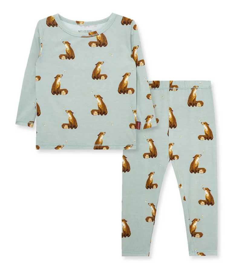 Milkbarn LS Two Piece Pajama Blue Fox (Bamboo)