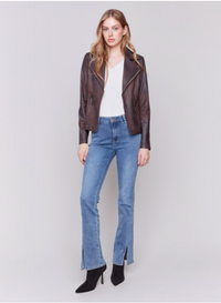 Charlie B Womens Faux Leather Perfecto Jacket