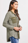 Tribal Womens Vintage Wash Button-Up Shacket